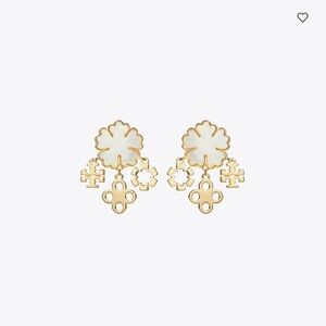 Elegant Gold and White Floral Earrings